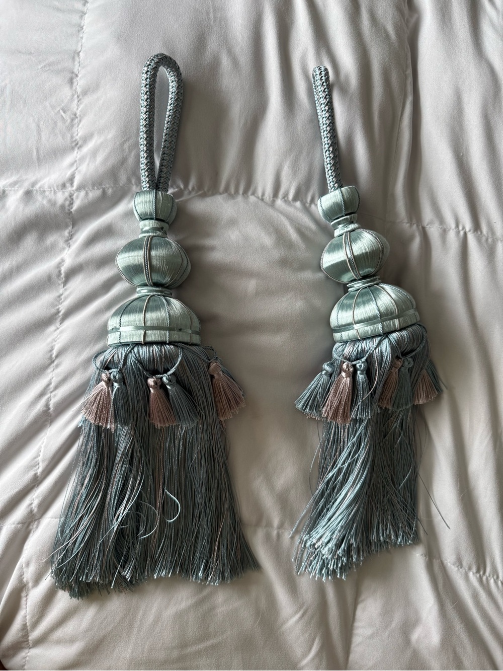 Teal Tassel Tieback Pair - Elegant Curtain Accessory